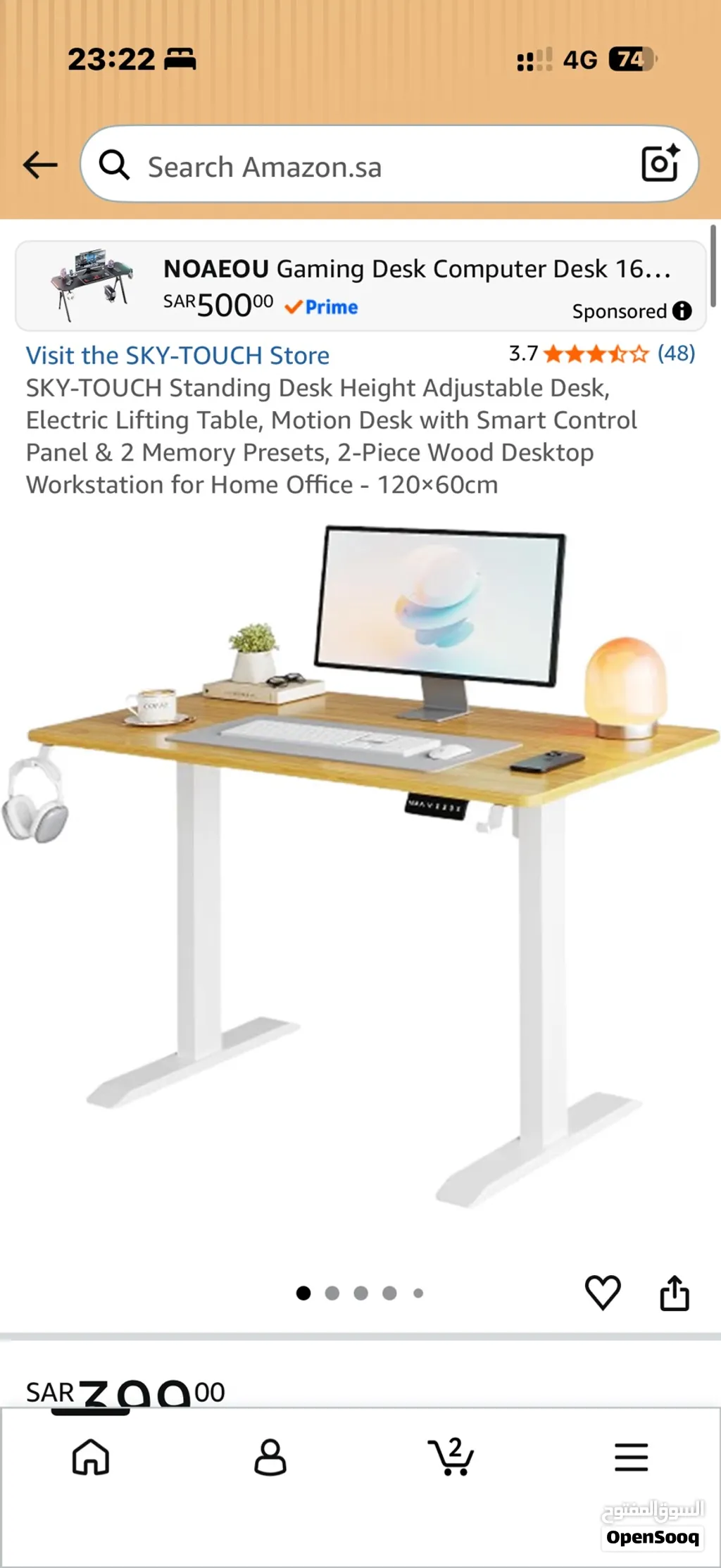 Standing desk adjustable height