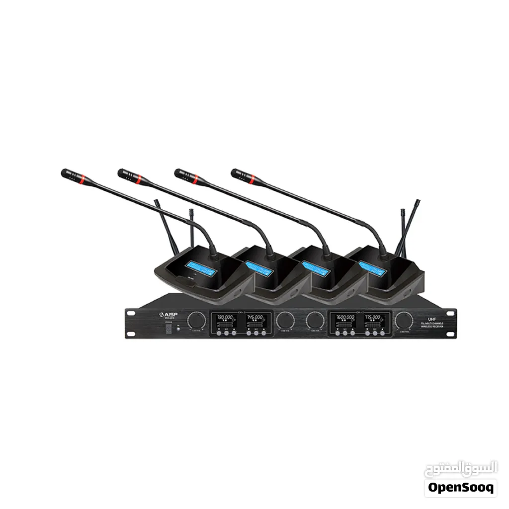 مايك مؤتمرات AISP WM-6214، Wireless Microphone، نظام UHF لاسلكي 4 قنوات