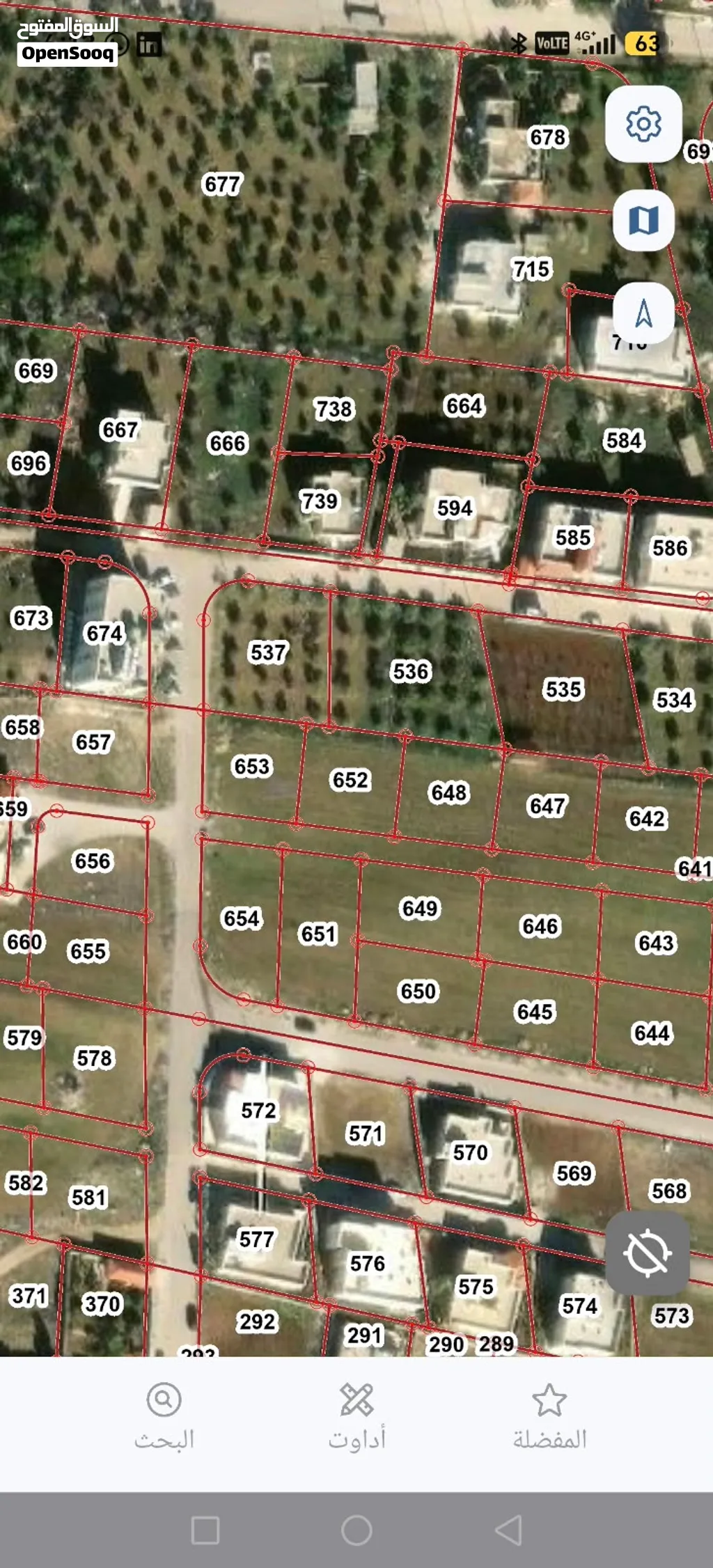 أرض سكنية مفروزة اربد إيدون حوض ماصية قرن الجاموس المساحة: 505 متر 135 دينار للمتر