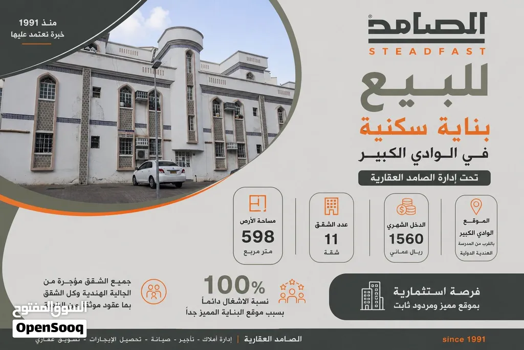للبيع بناية الوادي الكبير قريب المدرسة الهندية