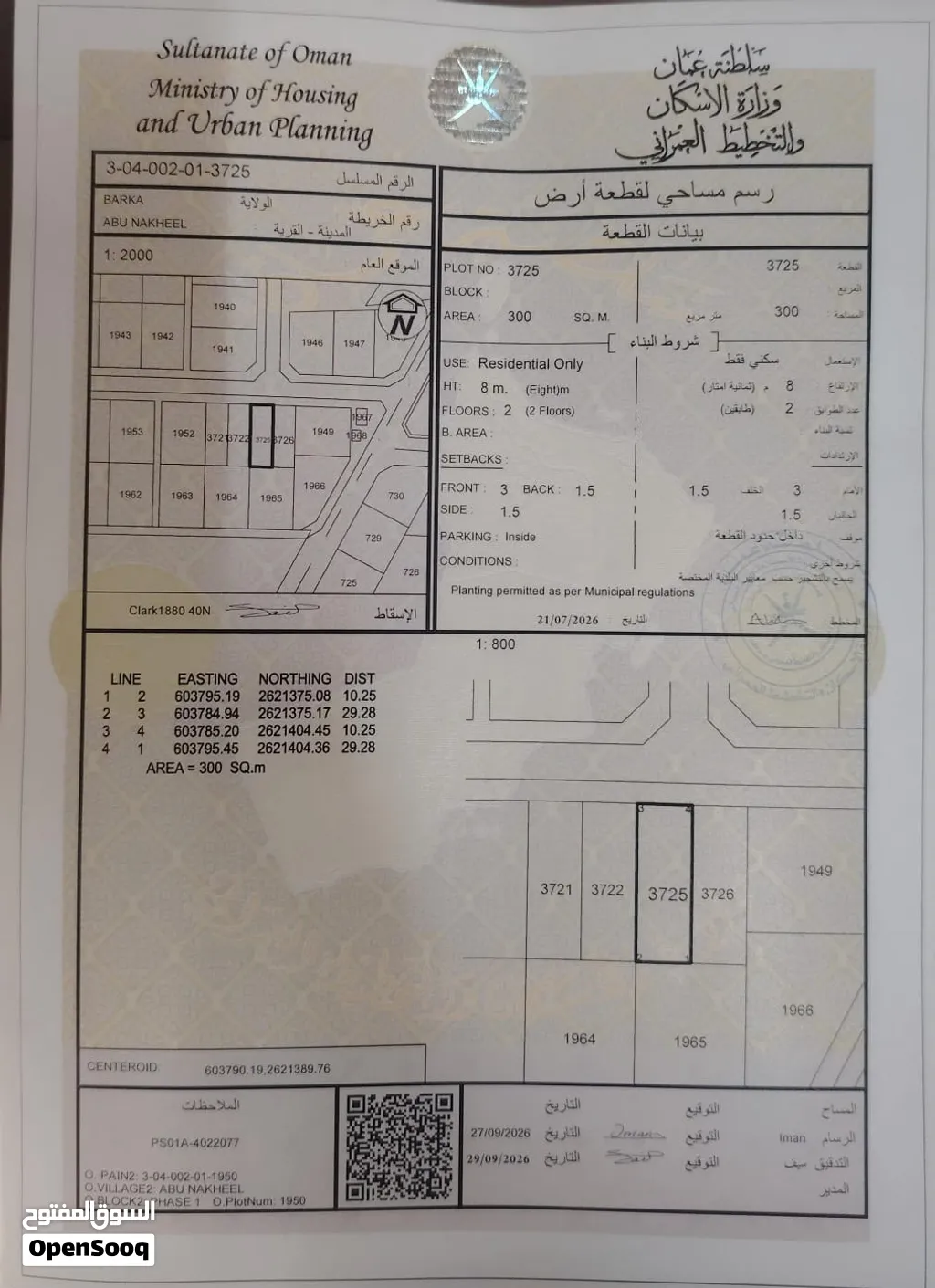 اربع اراضي شبك كل الارض 300 متر موقع مميز به جميع الخدمات