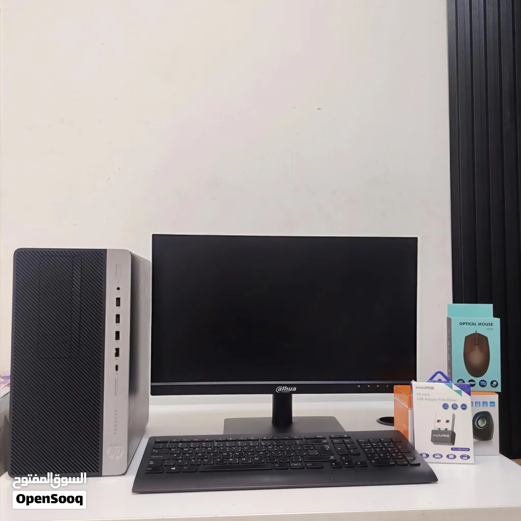 جهاز HP مكتبي كامل + شاشة 22 إنش جديدة 120Hz — فقط 169 دينار!
