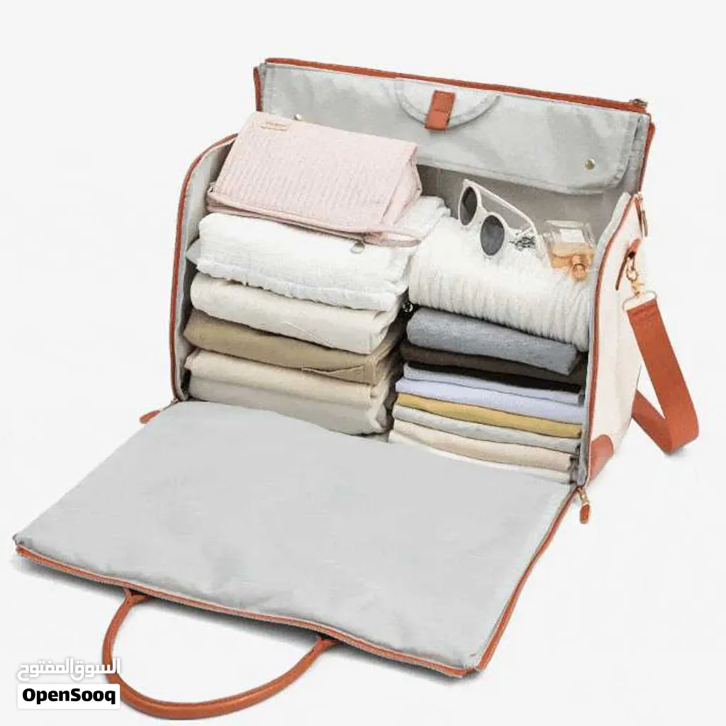 Premium Travel Bag حقيبة سفر فاخرة Travel in style with this elegant cream and brown trave