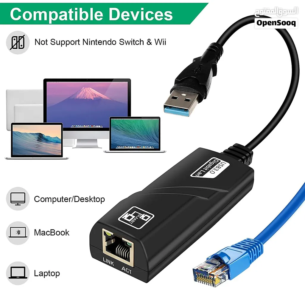 USB 3.0 to Ethernet Adapter, Driver Free 1000 Mbps Network RJ45 LAN Wired Gigabit