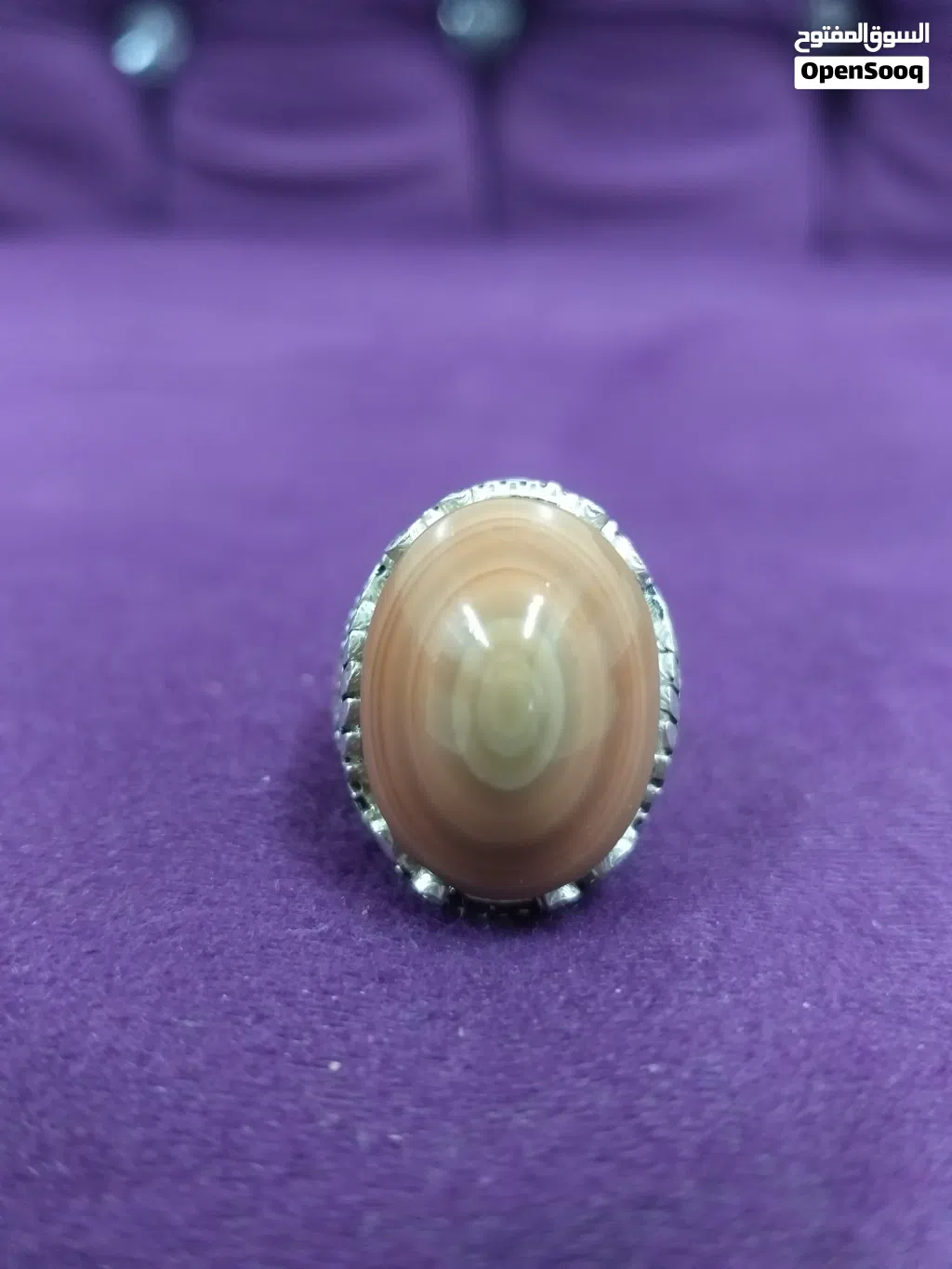 خاتم عقيق يمني سليماني بقراني طبيعي natural yamani sulaimani agate ring