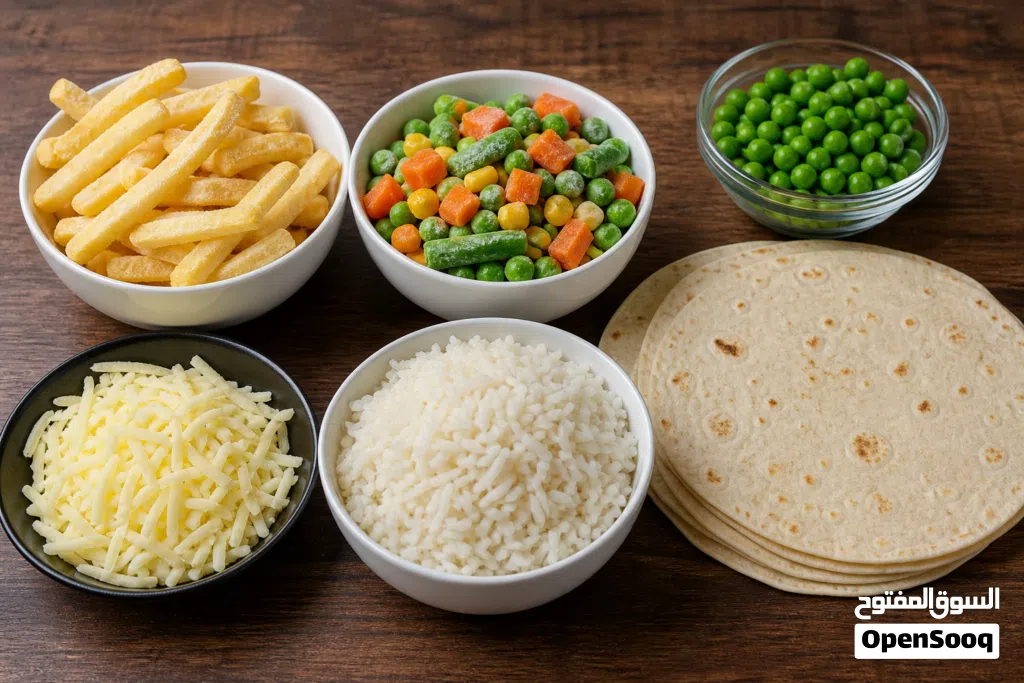 Frozen Fries, Mix Veg, Green Peas , Tortilla Bread, Mozzarella Cheese ...