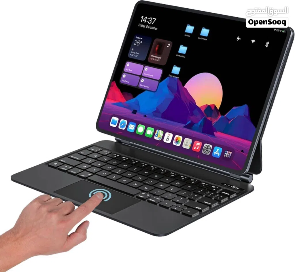 Powerology Smart Case Pro+اللاسلكية المزودة لوحة مفاتيح لجهاز iPad Pro13 (M4)اسود عربي جديد إنجليزي