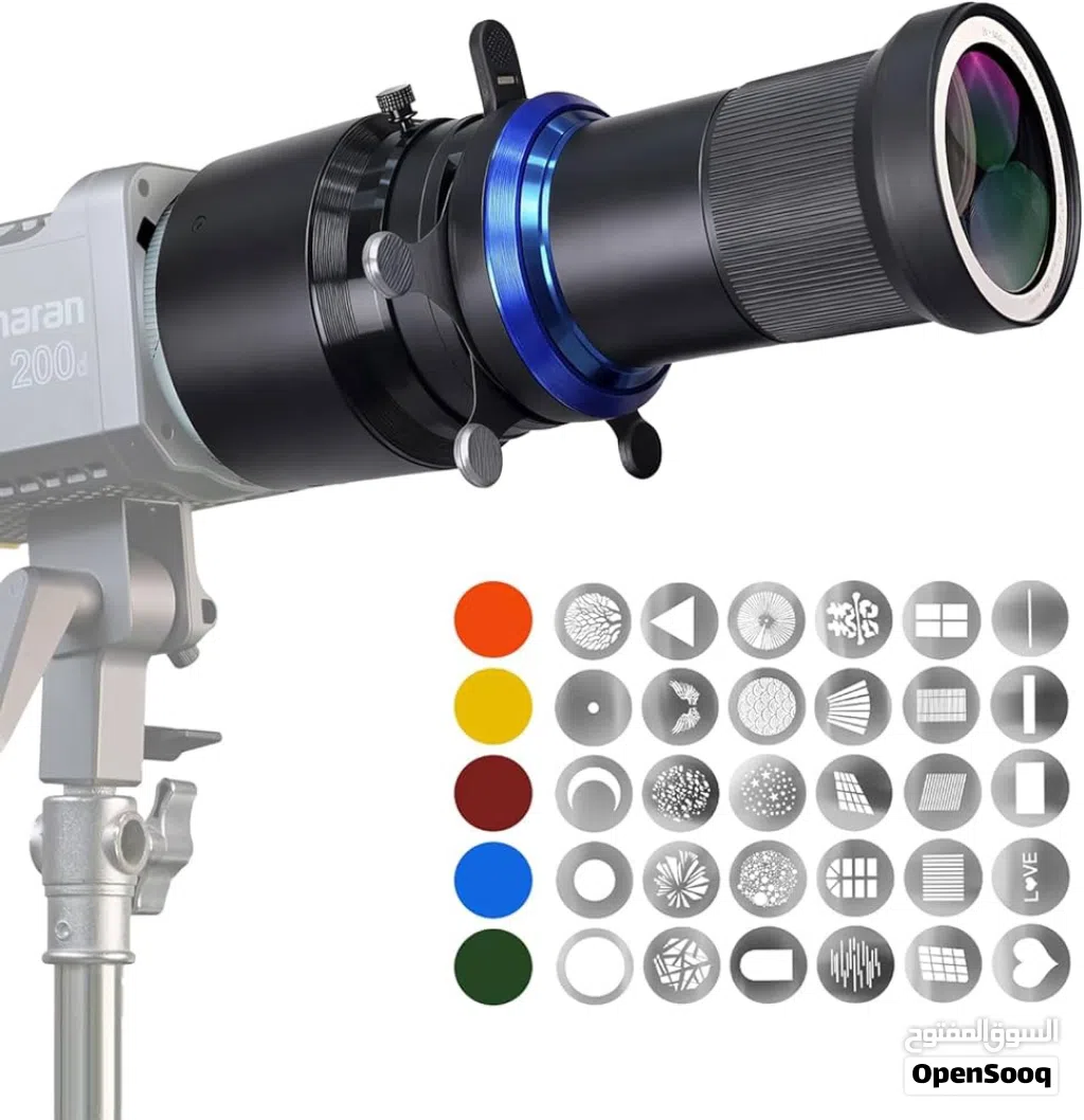 Bowens Mount Snoot Spotlight Gobo Projector, Compatible with Aputure, Includes 5 Colour Filters