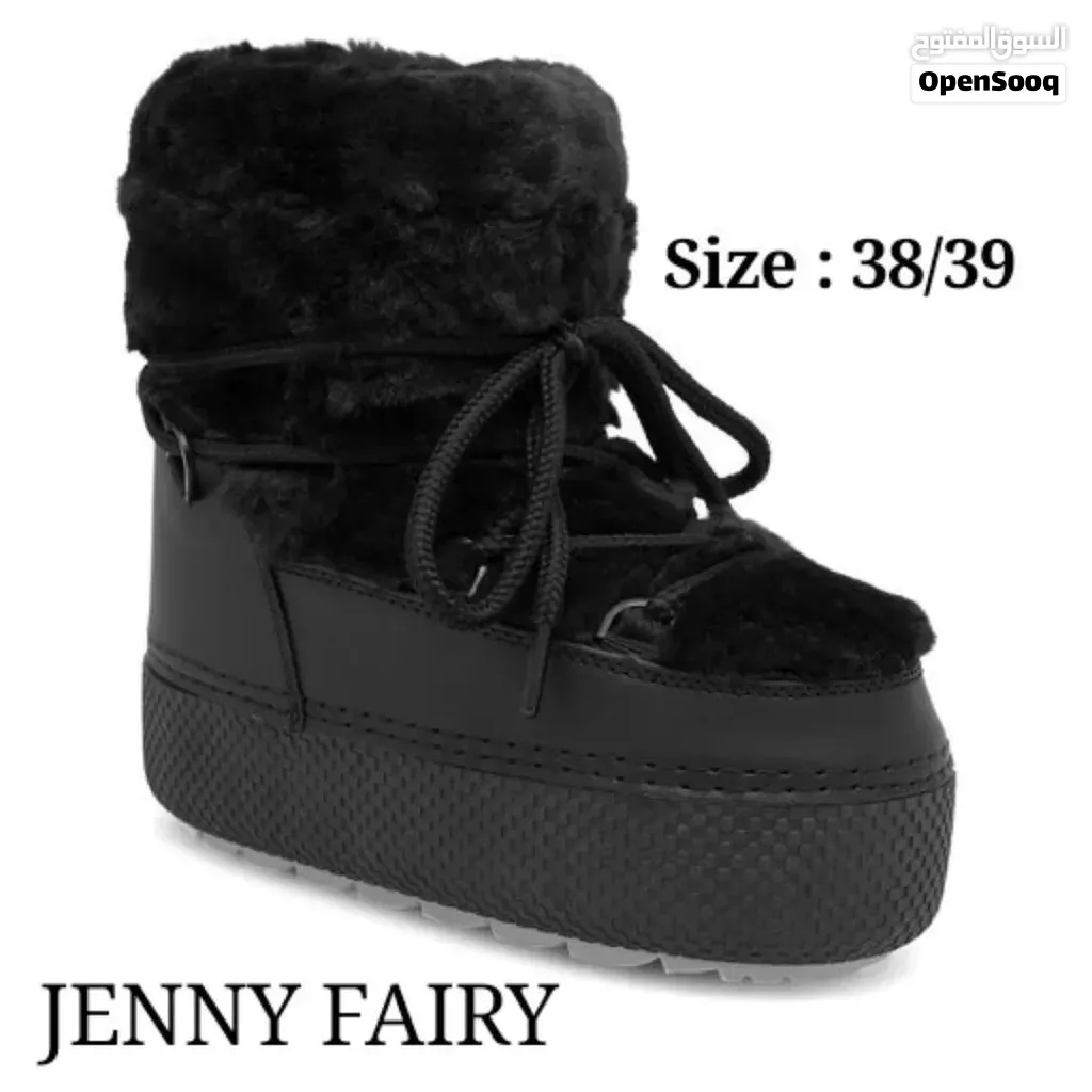 بوت ستاتي شتوي نوع JENNY FAIRY لون اسود فرو خفيف الوزن نعل مانع الانزلاق متوفر قياس 38/39 مناسب لك