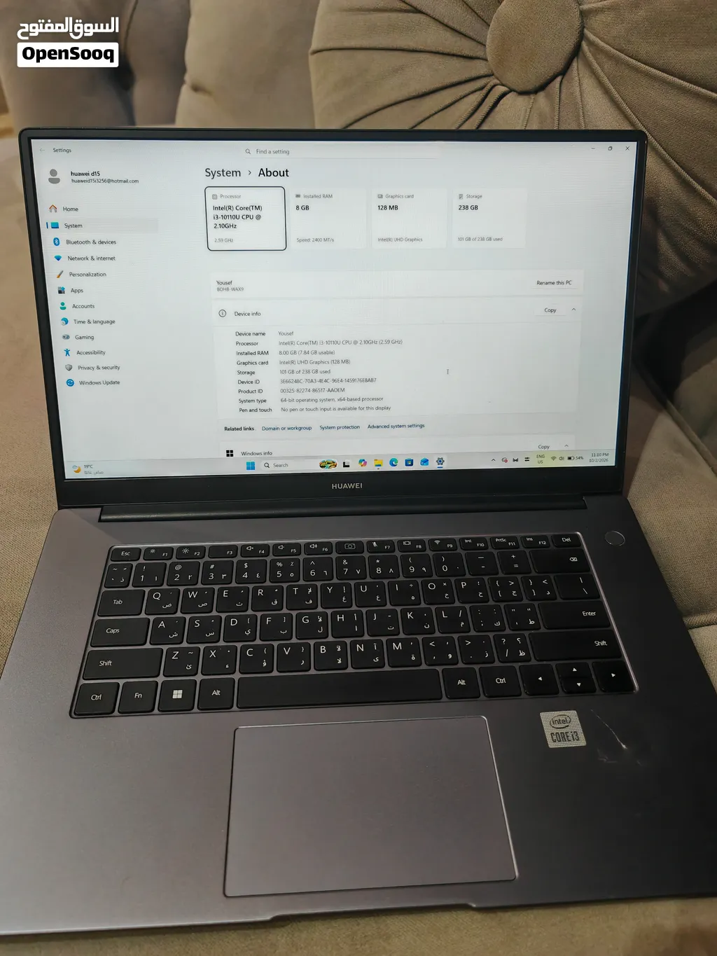 Huawei matebook D15 i3 10 gen