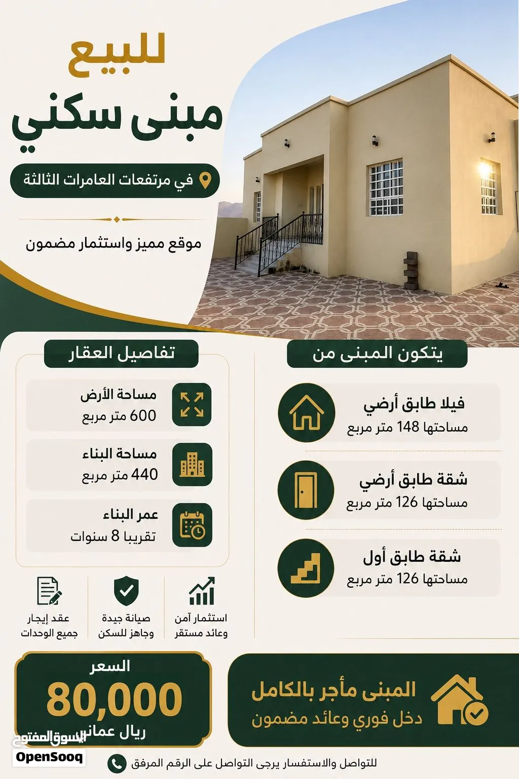للبيع مبنى سكني في العامرات الثالثه