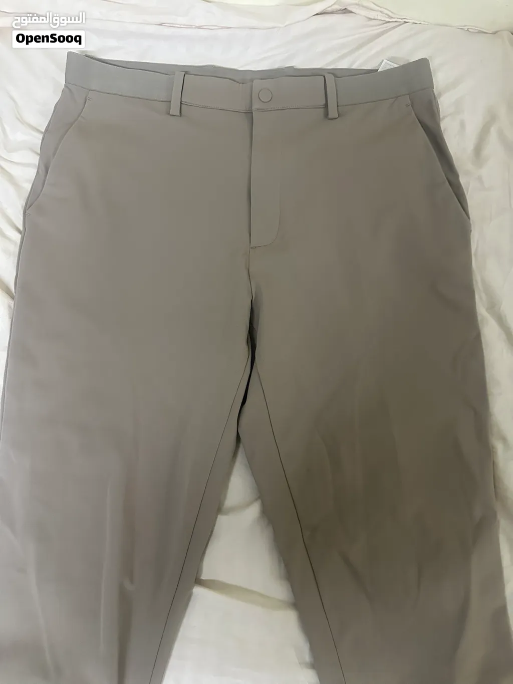 بنطلون UNIQLO رجالي Stretch مقاس L – بيج/رمادى