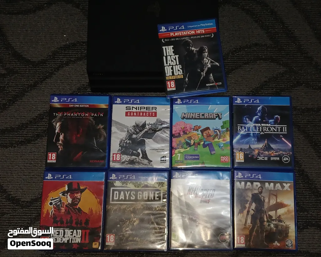 بلايستيشن 4 برو PS4 Pro سعة 1 تيرا + 9 ألعاب، تحديث 14.00