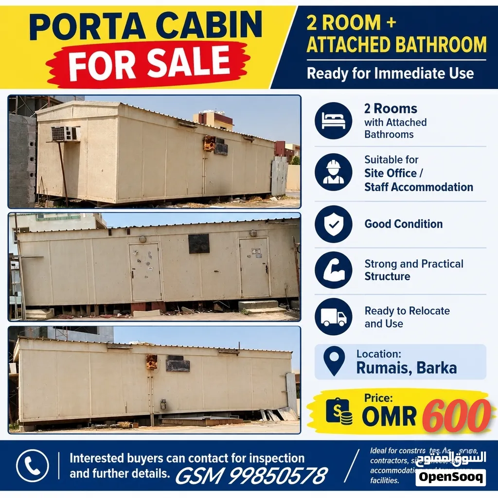 Porta cabin with 2rooms with attach toilet