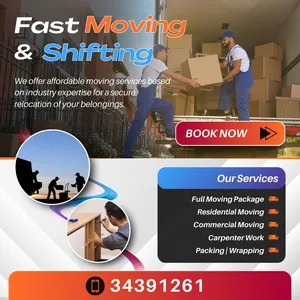 House shifting and moving transport carpinter labor available