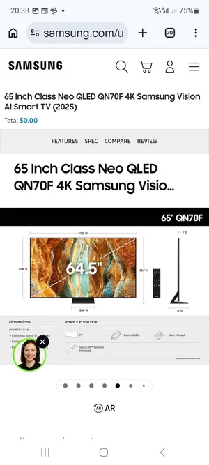 65Inch Class Neo QLED QN70F 4K Samsung Vision AI Smart TV (2025)