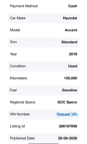 2018 Hyundai Accent Sedan for Sale - GCC Specs, Excellent Condition