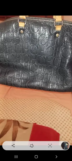 CH Carolina Herrera Andy Black Monogram Embossed Leather Boston Bag 98% clean same new