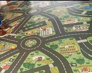ارضيات باركيه جلد pvc رسمة المدينة والشوارع للحضانات ورياض الأطفال