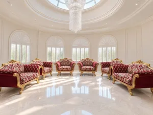 Luxury 10-Piece Solid Carved Wood Majlis / Sofa Set