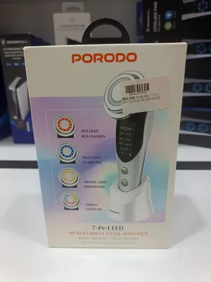 جهاز تدليك وتنظيف الوجه 7 في 1 بالتيار الميكروي وضوء LED من بوردو (Porodo 7-in-1 Facial Massager)