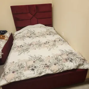 2 beds with 1 mattress  burgundy color