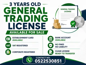 3 YEARS OLD GENERAL TRADING LICENSE AVAILABLE FOR SALE - DUBAI