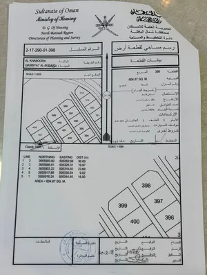 للبيع ارض كونر 3 جهات قصبية البوسعيد