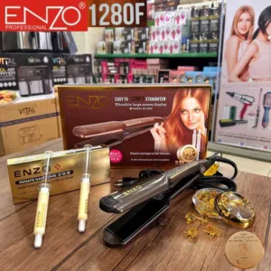 كاوي مملس الشعر انزو ENZO درجه حراره 1280 مع فيتامين E للشعر شاشه ديجيتال ستريت مكوى