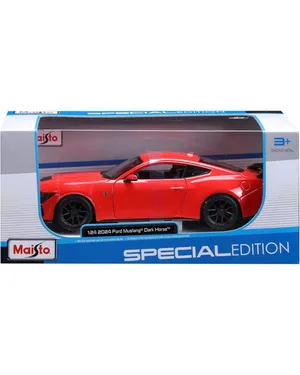 مجسم Ford Mustang Dark horse 2024 Maisto Diecast مقاس 1/24 لون احمر مميز مع قاعدة Maisto