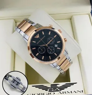 Emporio Armani Men's Two-Tone Chronograph Watch – Black Dial, Date