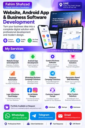Website, Android App & Business Software Development – UAE