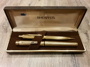 فررصة قلم امريكي جديد1970انتاج Sheaffer300Herringbone23K Gold Filled NOS 1970sInlaid 14K Nibامريكي