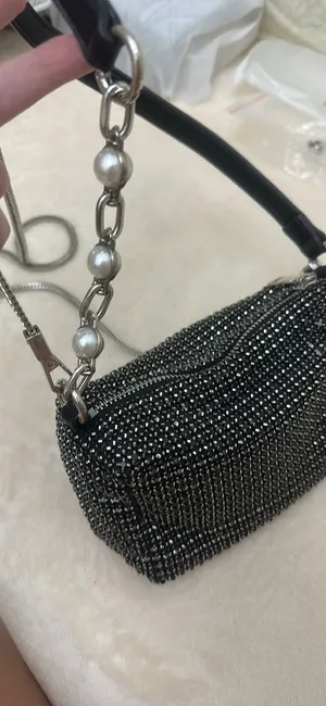 Small hand rhinestones bag , party, shiny , women