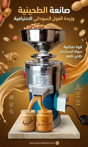 الماكنة الصناعية لعصر السمسم والفول السوداني صانعة الطحينية الطازجة