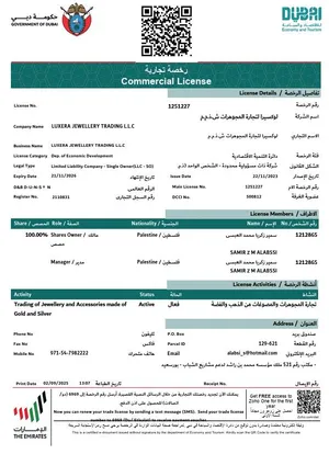 For Sale: Jewellery Licence with Active Multi-Currency Bank Account