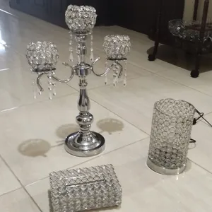 تحف كرستال لون فضي حجم شمعدان كبير، موديل كلاسك ماركة