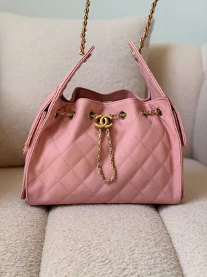Light Pink Quilted Chain-strap Shoulder Bag (Good Condition)