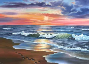 لوحة زيتية لمنظر طبيعي Oil painting of a landscape