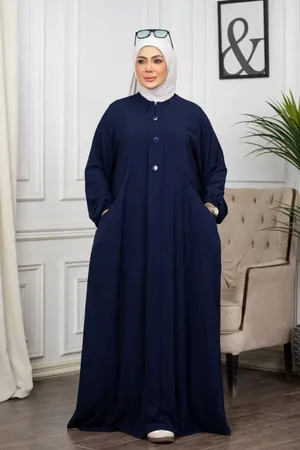 عباية فيروز المقداد كريب سعودي One Size جيوب 6 ألوان - 100كيلو