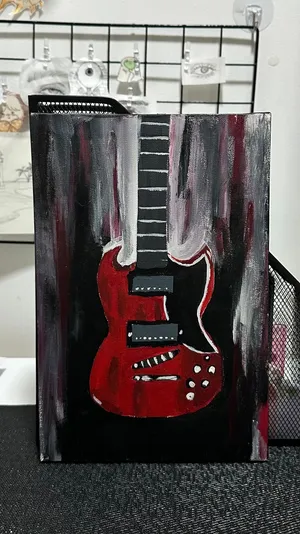 لوحة فنية مرسومة يدويا - Guitar in a dream