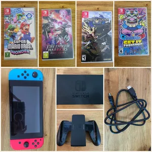 Nintendo Switch V2 (Better Battery) Complete Set + Dock + 4 Games