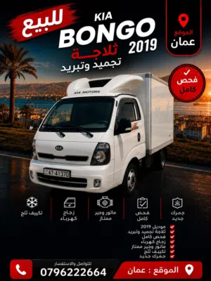 بكب كيا بنجو موديل 2019  (ثلاجة تجميد ) فحل كبينه وربع  فحص كامل جمرك جديد بحاله الوكاله
