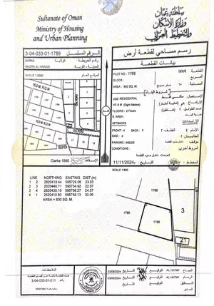للبيع أرض سكنيه في ولايه بركاء (مزرع الحرادي)