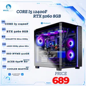 اجهزة كمبيوتر العاب core i5 12400f بكرت شاشة RTX 5060 8GB و رام 16 DDR5 بافضل الاسعار