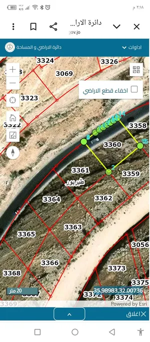أرض بمساحة 583 متر مربع  واجهة 24 متر على الشارع في طبربور للبيع