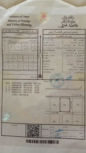 ارض سكنيه موقع ممتاز على الشارع ثلاث جهات مفتوحه