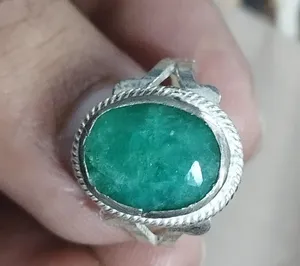 Silver ring zamurd Stone Emerald green colour original guaranteed
