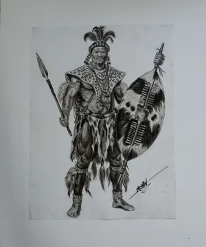 لوحة فنية أصلية رسم فحم  - شخصية أفريقية A4لوحة فنية أصلية رسم يدوي فحم ورصاص شخصية تراثية A4