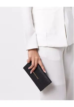 Micheal Kors Jet Set Travel Leather Tri Fold Wallet جزدان مايكل كورس نسائي من اميركا جلد اصلي